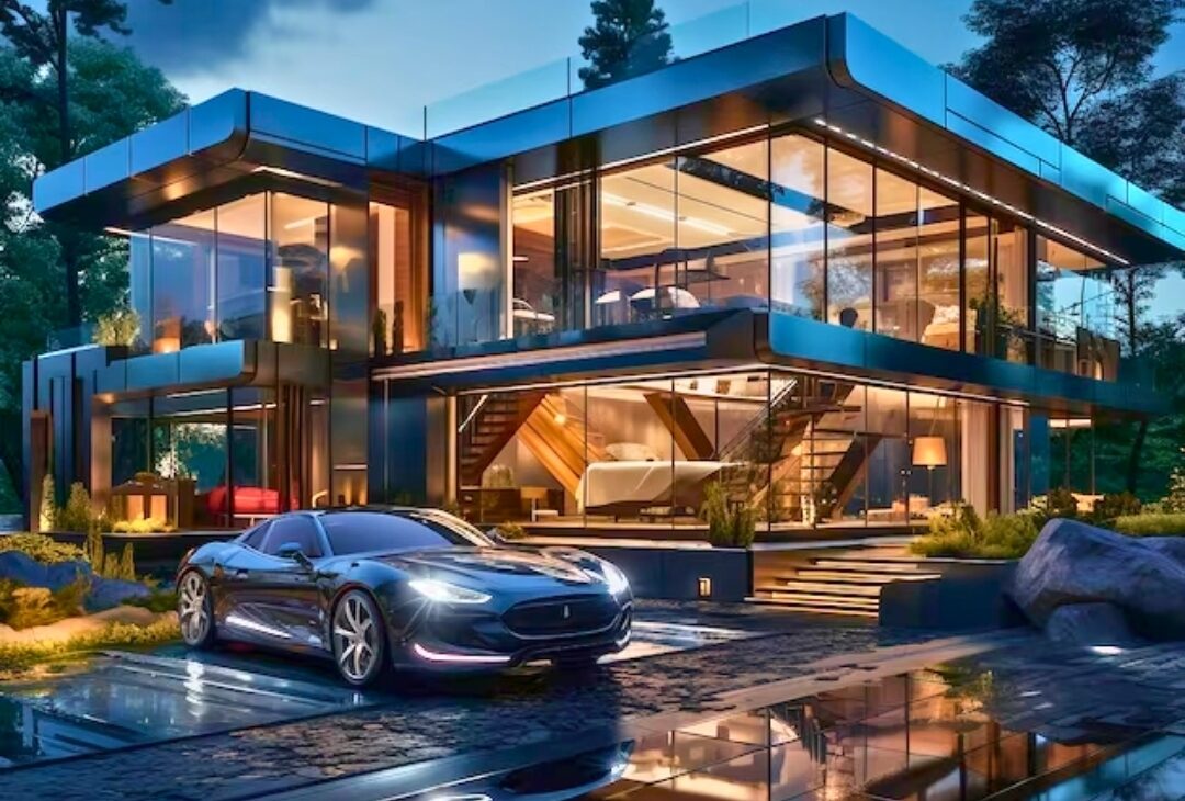 house with cars